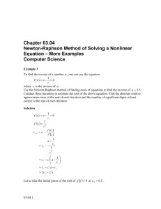Newton-Raphson Method of Solving a Nonlinear Equation – More