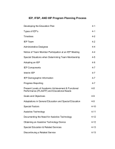of IEP Planning - School District 622