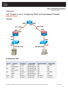 Chapter 4 Lab A – Configuring CBAC and Zone