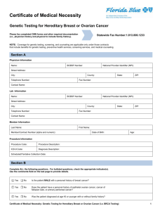 CMN - Genetic Testing for Hereditary Breast and Ovarian Cancer