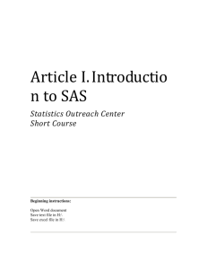 Article I. Introduction to SAS