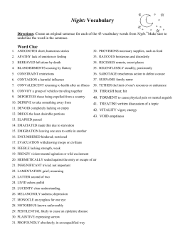 Night Vocabulary Assignment SAT VOCABULARY During your