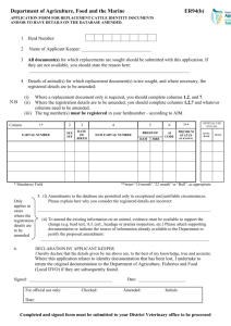 Er94b APPLICATION FORM FOR REPLACEMENT CATTLE