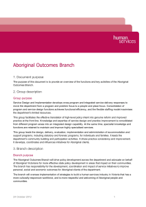 Branch and Unit Descriptions Aboriginal Outcomes