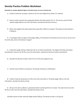 Density Practice Problems Key