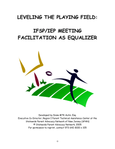 IFSP / IEP Facilitation as Equalizer