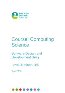 Software Design and Development. Level: National 4/National 5