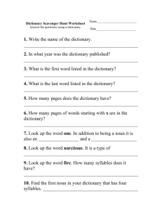 Dictionary Scavenger Hunt Worksheet