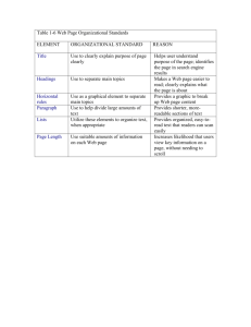 TABLE 1-4 Web Page Organizational Standards