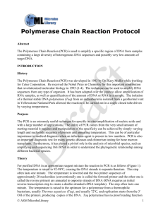 Polymerase Chain Reaction Protocol Abstract The Polymerase