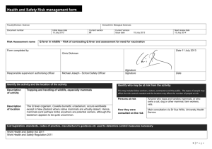 Health and Safety Risk management form