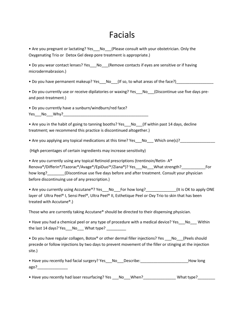 Facial Consent Form Fillable Printable Forms Free Online