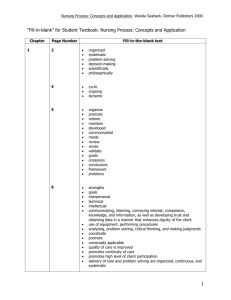 “Fill-in-blank” for Student Textbook: Nursing Process: Concepts and