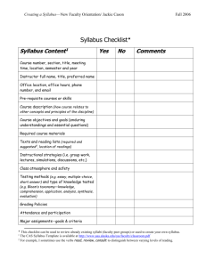 Syllabus Checklist - University of Alaska Anchorage