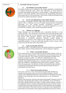 Introduction Important Connection Connection Personality disorders