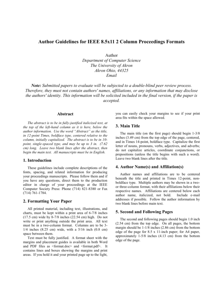 Ieee 2 Column Format