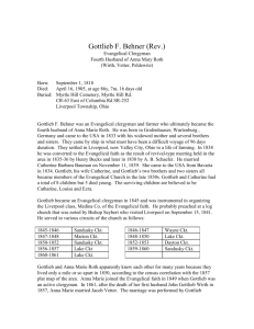 History of Gottlieb F. Behner (Rev.) Document