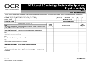 Unit 7 Improving fitness for sport and physical activity