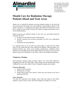 Mouth Care for Radiation Treatment Patients. doc
