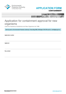 Application form for the containment of new organisms