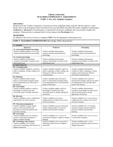 Teacher Competency Assessment – PART 1 Liberty University