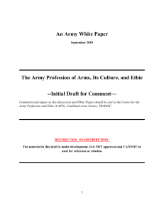 An Army White Paper September 2010 The Army Profession of Arms