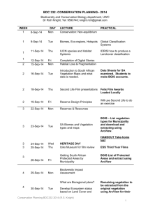 Bdc 332: Conservation Planning– 2014