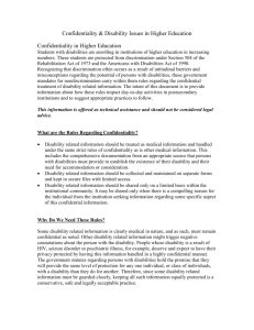 Confidentiality & Disability Issues in Higher Education