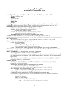 Review Sheet #2 Archaeological Terms/Concepts