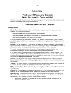 Laboratory 3--Diffusion and Osmosis
