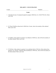Molarity CuCl 2 Lab Document