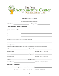 HEALTH HISTORY QUESTIONNAIRE - Acupuncture in San Jose, CA