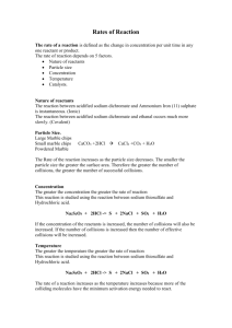 Rates of Reaction - Garbally Chemistry