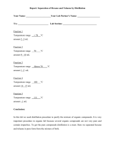 Report: Separation of Hexane and Toluene by Distillation