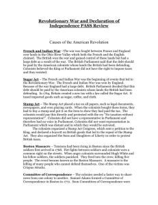 Revolutionary War and Declaration of Independence PASS Review