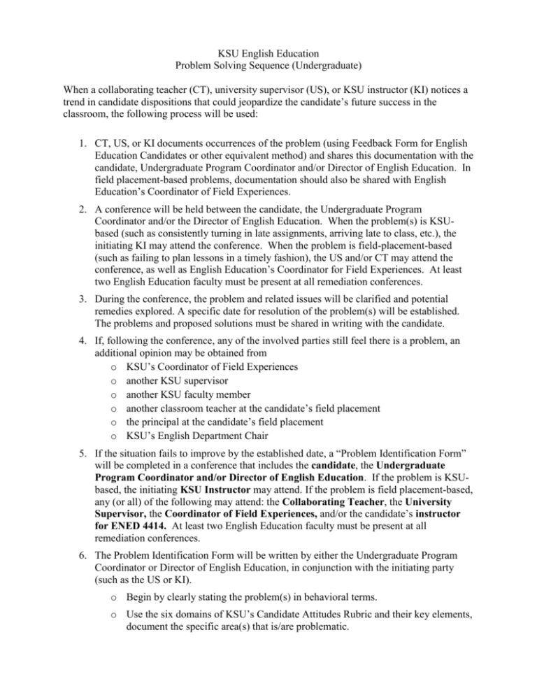 Problem Solving Sequence Kennesaw State University