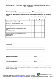 Proficiency test for Teacher Aides - Signed English