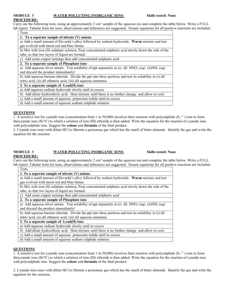 MODULE 3 WATER POLLUTING INORGANIC