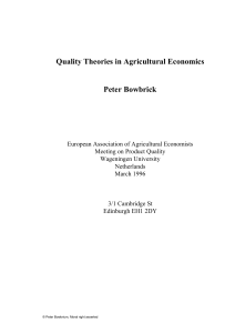 Quality Theories in Agricultural Economics