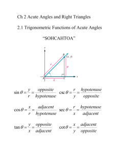 Ch 2 Acute Angles and Right Triangles