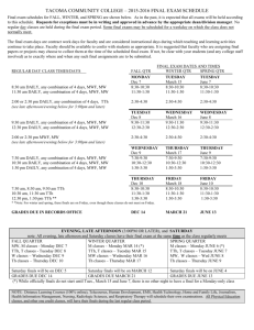 1998-1999 final exam schedule