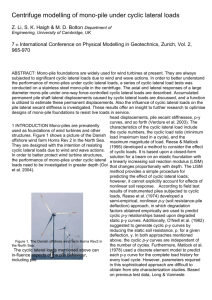 Centrifuge modelling of mono-pile under cyclic lateral loads Z. Li