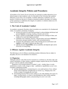 Academic Integrity Policies and Procedures