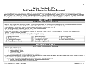 IEP Guidance & Best Practices Document