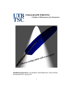 Paragraph Writing Handbook for Instructors