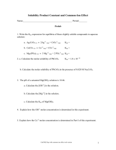 Solubility Product Constant and Common