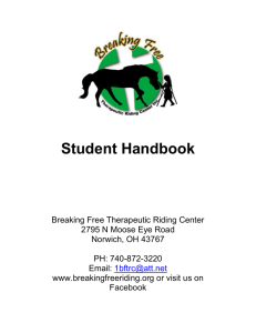Student Handbook - Breaking Free Therapeutic Riding Center, Inc.