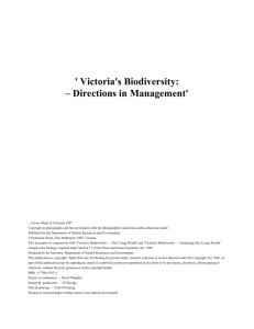 Victoria`s Biodiversity `Directions In Management`