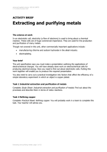 Electrolysis and the Extraction of Metals