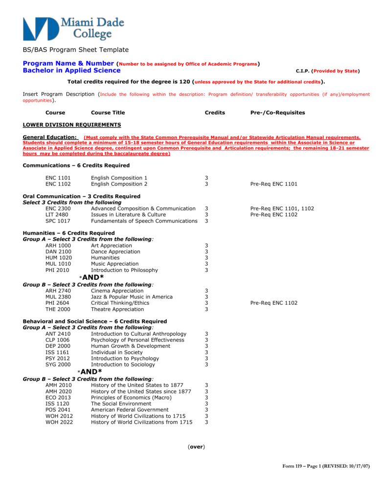 Curriculum Guide Program Sheet Template